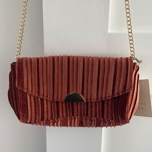 Evening suede-like burnt orange purse cross body bag
